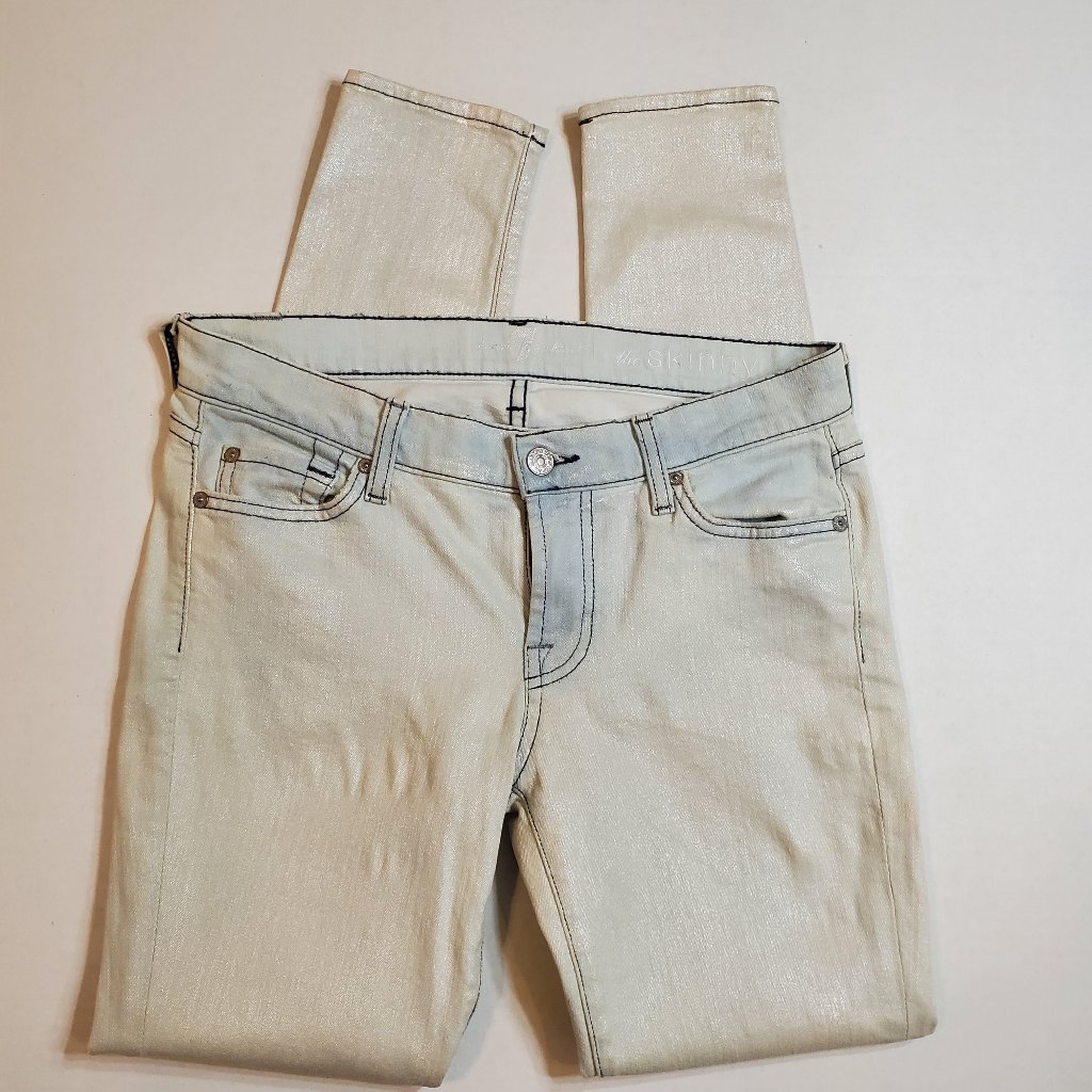 7 For All Mankind The Skinny Jeans In Metallic
